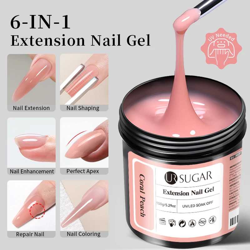 UR SUGAR 150g Functional Nail Gel Polish Semi Permanent Qucik Extension Gel Acrylic Nail Art Soak Off Building UV Gel Manicure