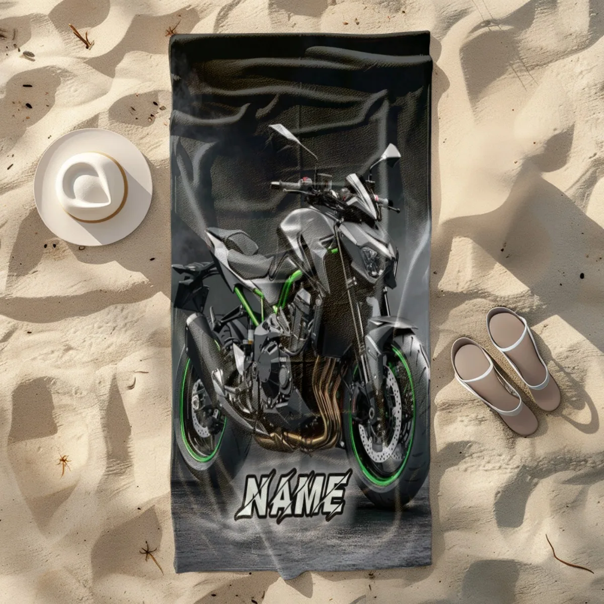 Custom Motorcycle Beach Towel Personalized Name Sport Bike Microfiber Bath Towels Soft Quick Dry Swimming Pool Lounger