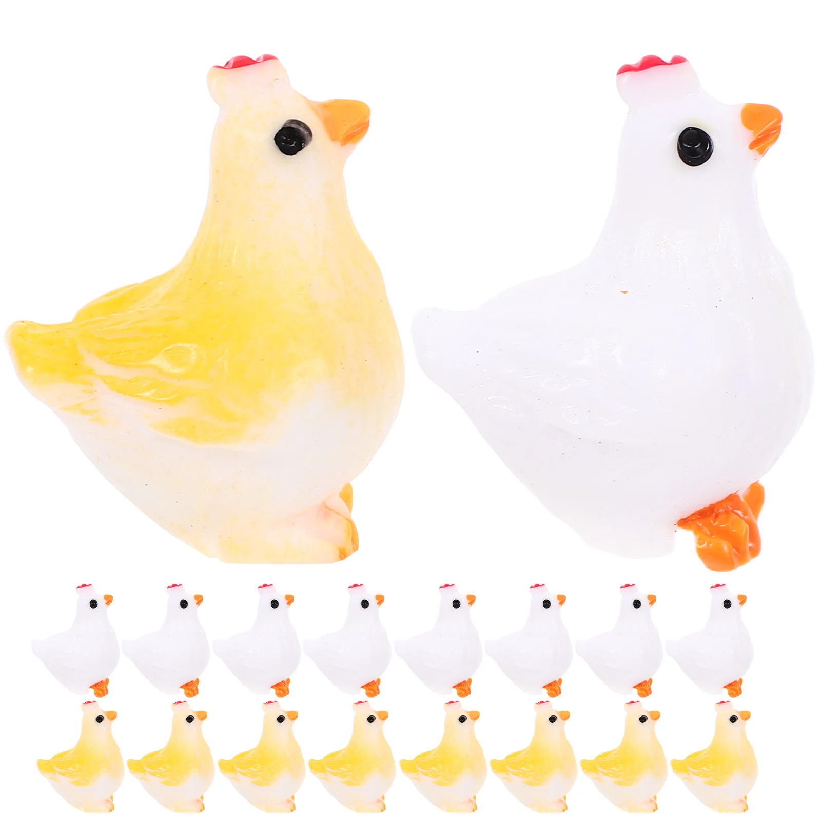 50Pcs Mini Resin Chicken Miniature Animal Decorations for Fairy Garden Micro Landscape Home Garden Craft Accessories