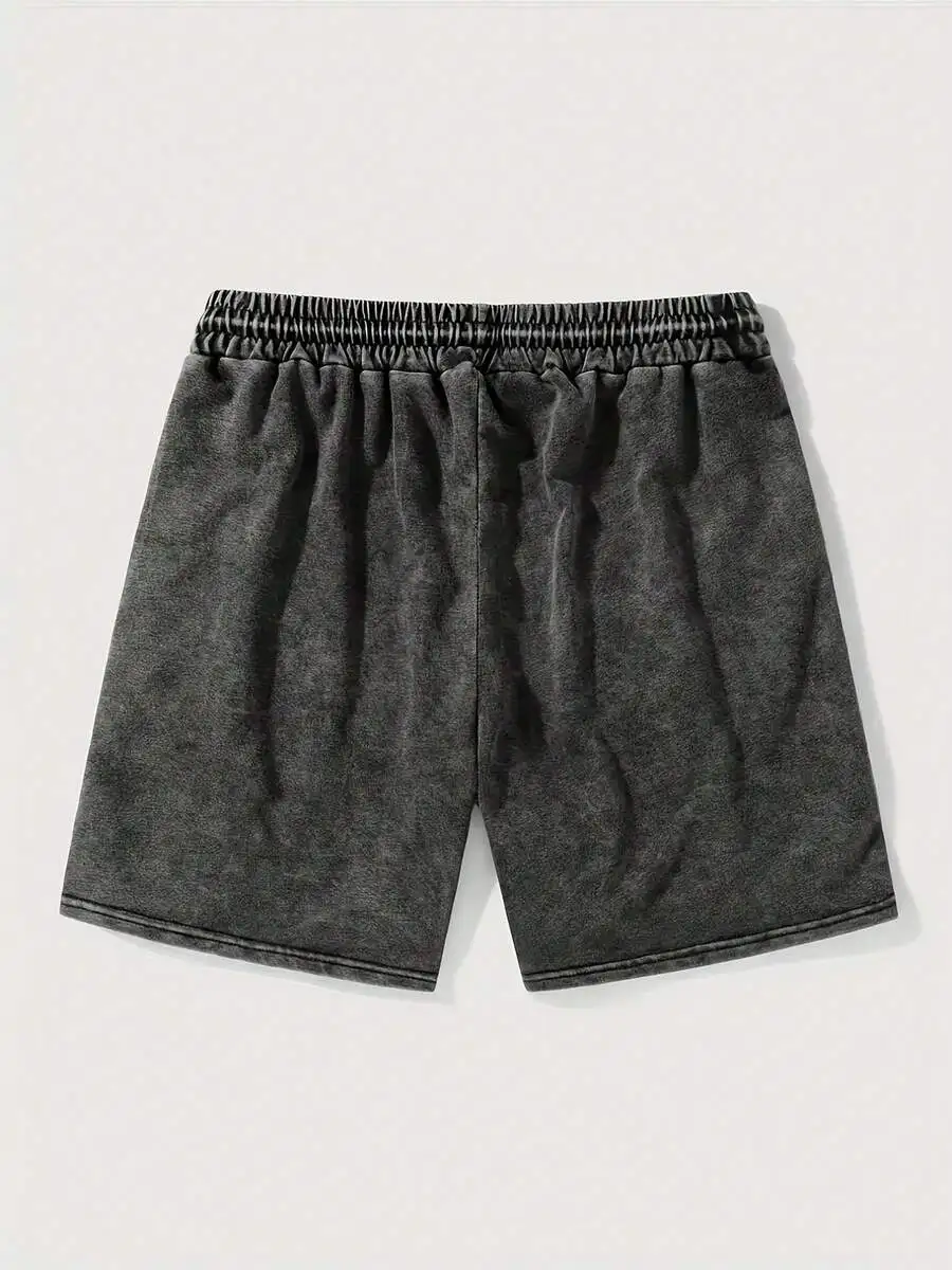 

Mens Casual Shorts With Elastic Waist And Pockets Vintage Washed Gray Sleep Shorts