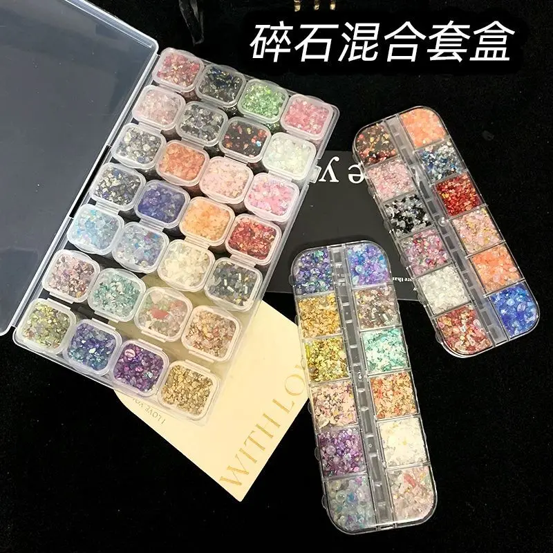 Trendy DIY Nail Art Stone Decoration Set Box Mixed Play Stones with Drip Glue Handmade Accessory Materials for Creative Design
