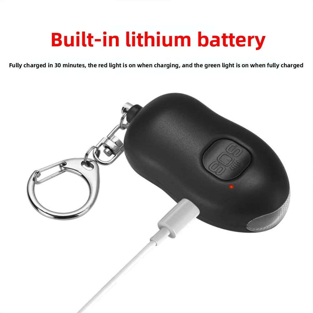 Rechargeable Loud Portable Personal Alarm & LED Flashlight - Anti-Wolf Self-Defense Device for Women Safety Gadget