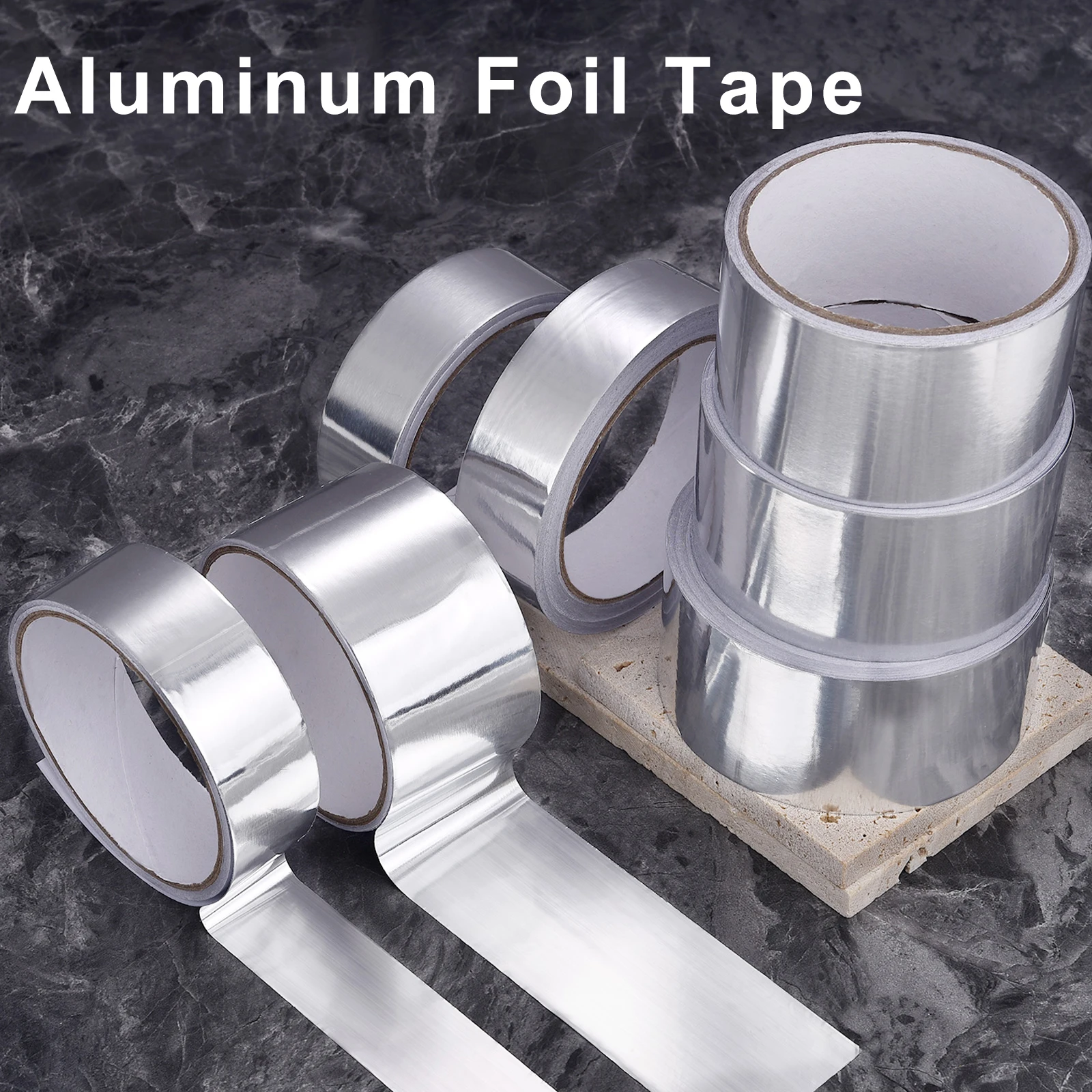 High Temperature Resistance Aluminum Foil Tape For Kitchen Adhesive Sealing Foil Heat Insulation Leak Proof Mildew-Proof Tape