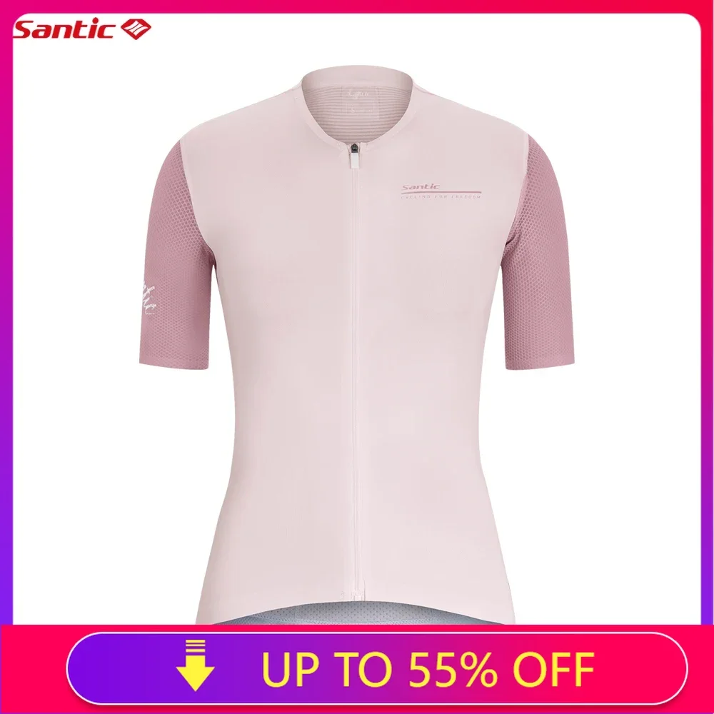 Santic Women's Cycling Jerseys Summer Sunscreen Bike Clothing Anti-sweat Professional Slim Fit Breathable Cycling Jerseys