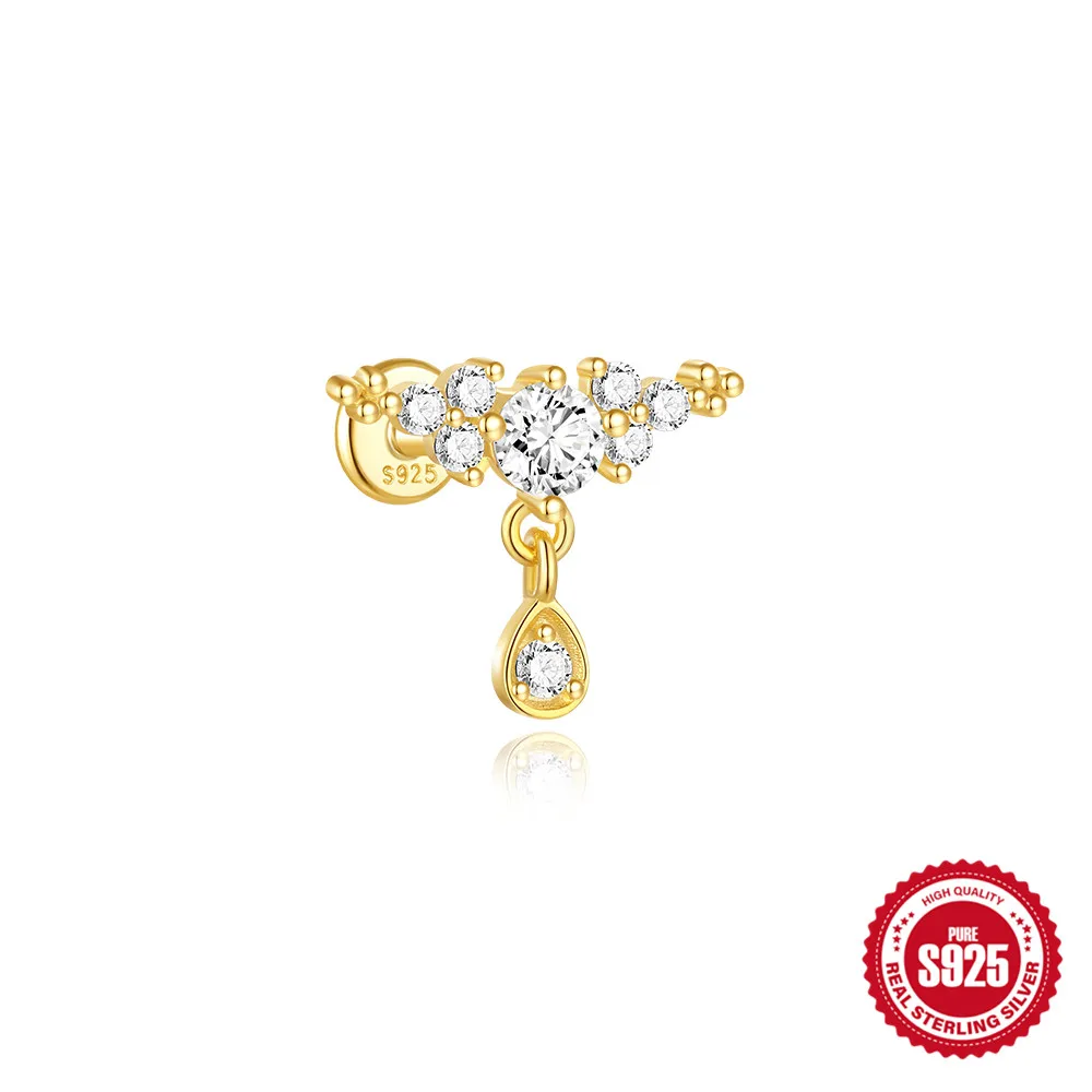CANNER Zilver 925 Sterling Piercing voor Vrouwen Hartvormige Kleine Oorknop Sieraden Platte Achterkant Oorknopjes voor Helix Tragus Daith