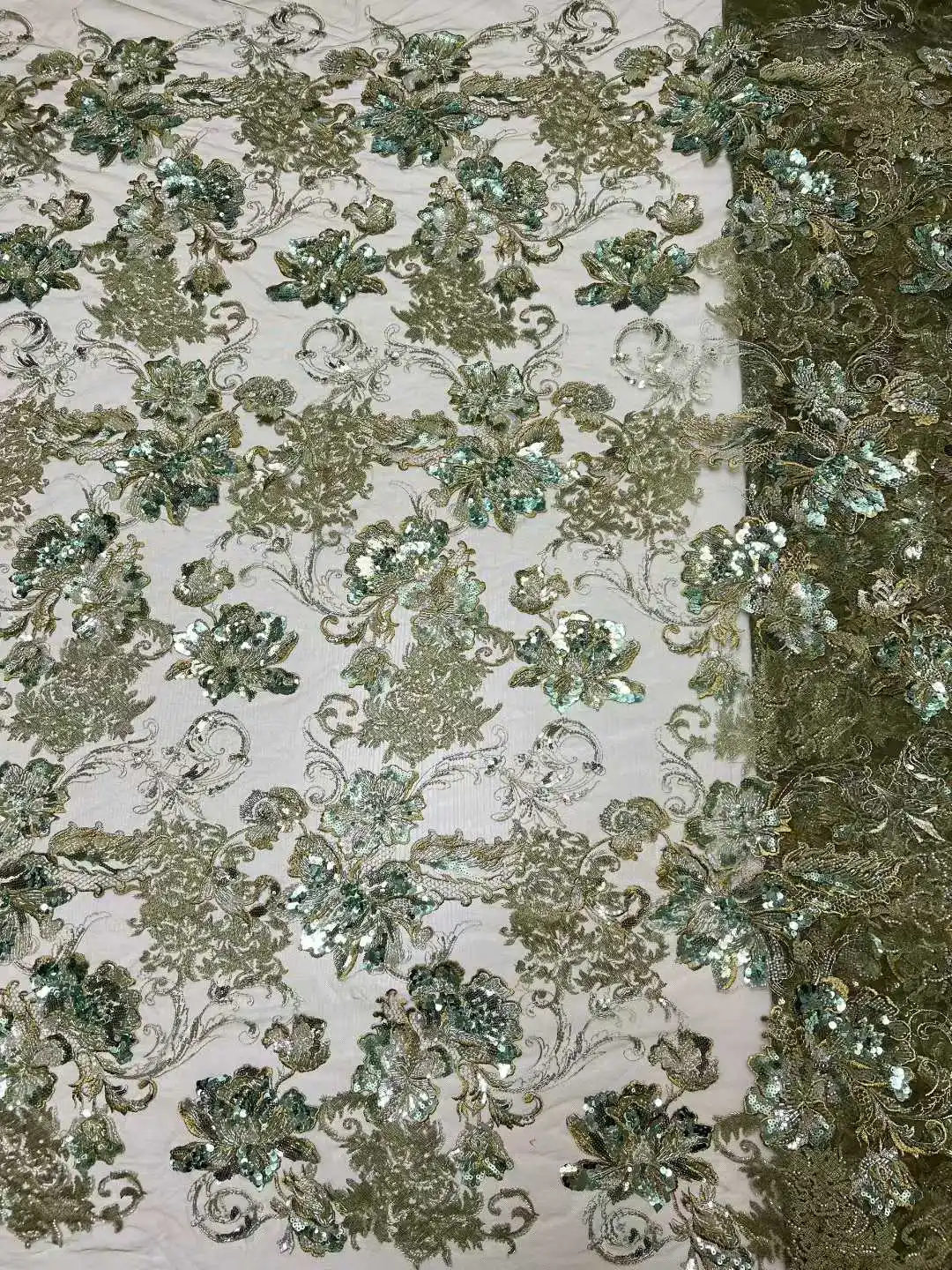 2026 Latest African Net Lace With Sequins African Lace Fabric High Quality Nigeria French Beaded Lace Fabric For Wedding Sewing