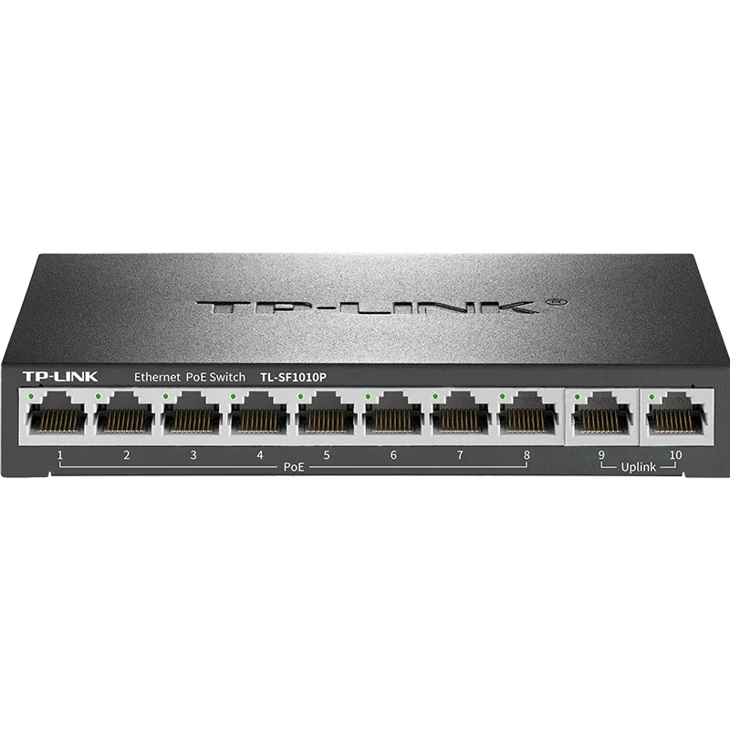 TP-LINK 10 Port 100Mbps PoE Switch with 8 Port PoE @62W, 2*10/100 RJ45 Uplink Ports, 802.3af/at PoE , Plug & Play TL-SF1010P