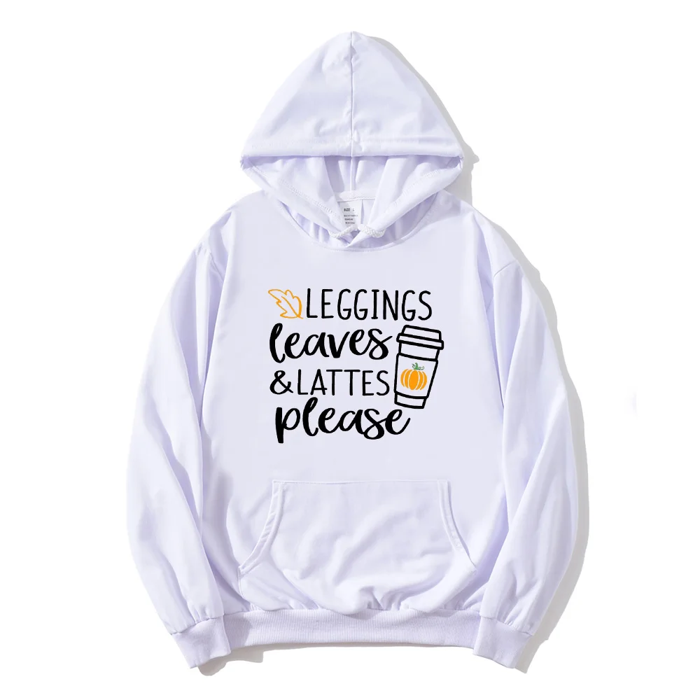 Pumpkin Sweatshirts Fall Hoodie Happy Fall Kawaii Clothes Pumpkin Spice Tops Leaves Lattes Sweatshirt Aesthetic