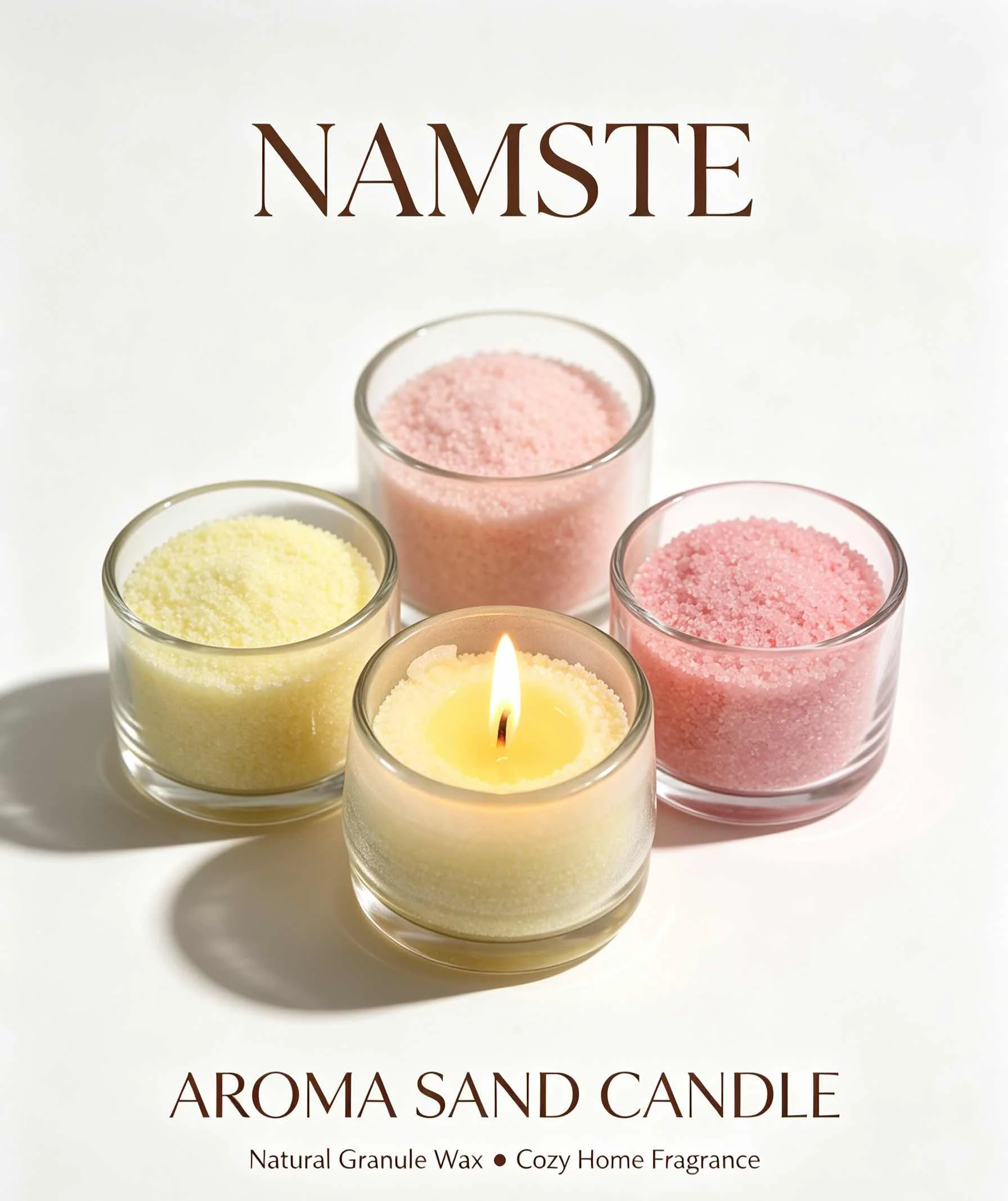 NAMSTE Pearled Candle Sand 250g Long-Lasting Beads Refillable Candle Unscented/Odorless DIY Sand Pearled White Yellow