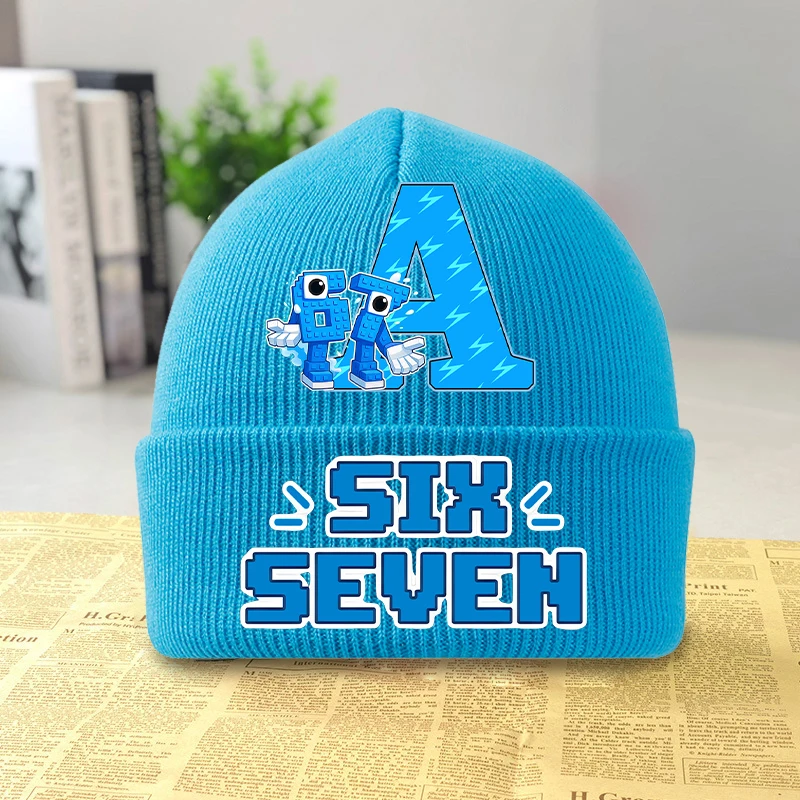 Six Seven Steals A BrainRoted Knit Hat Letter A-Z Printed Outdoor Cycling Winter Warm Cute Cartoon Beanies Fashion Birthday Gift