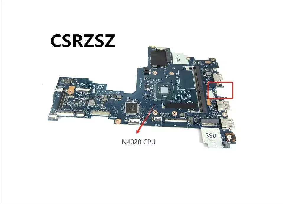 CSRZSZ For Dell inspiron 3482 3582 Laptop motherboard with N4020  CPU LA-G094P CN-0JMVNC 0JMVNC JNVNC Test work 100% ok