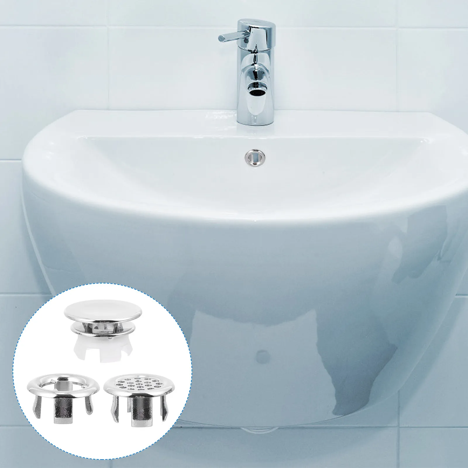 

15Pcs Bath Sink Overflow Hole Rings Reliable Plastic Wash Basin Overflow Drain Covers Replacement Kit Sink Accessory