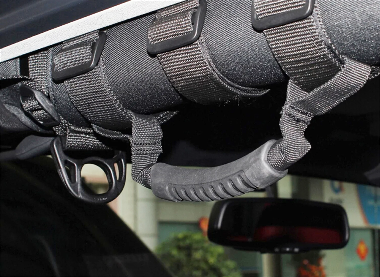 SXMA J014 Hand Holder 1 Pair Front Roll Bar Grab Handle Grip Handles Black Oxford Hand Rest For Jeep Wrangler JK 07-17