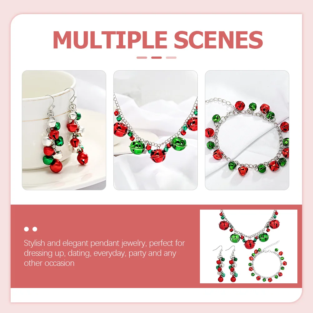

1Set Christmas Bell Necklace Earrings Bracelet Dangle Drop Jewelry for Women Christmas Party Costume Accessory
