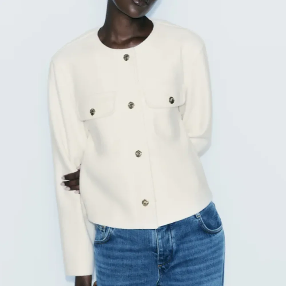 TWOTWINSTYLE Solid Minimalist Coats For Women Round Neck Long Sleeve Patchwork Single Breasted Casual Coat Female Fashion New