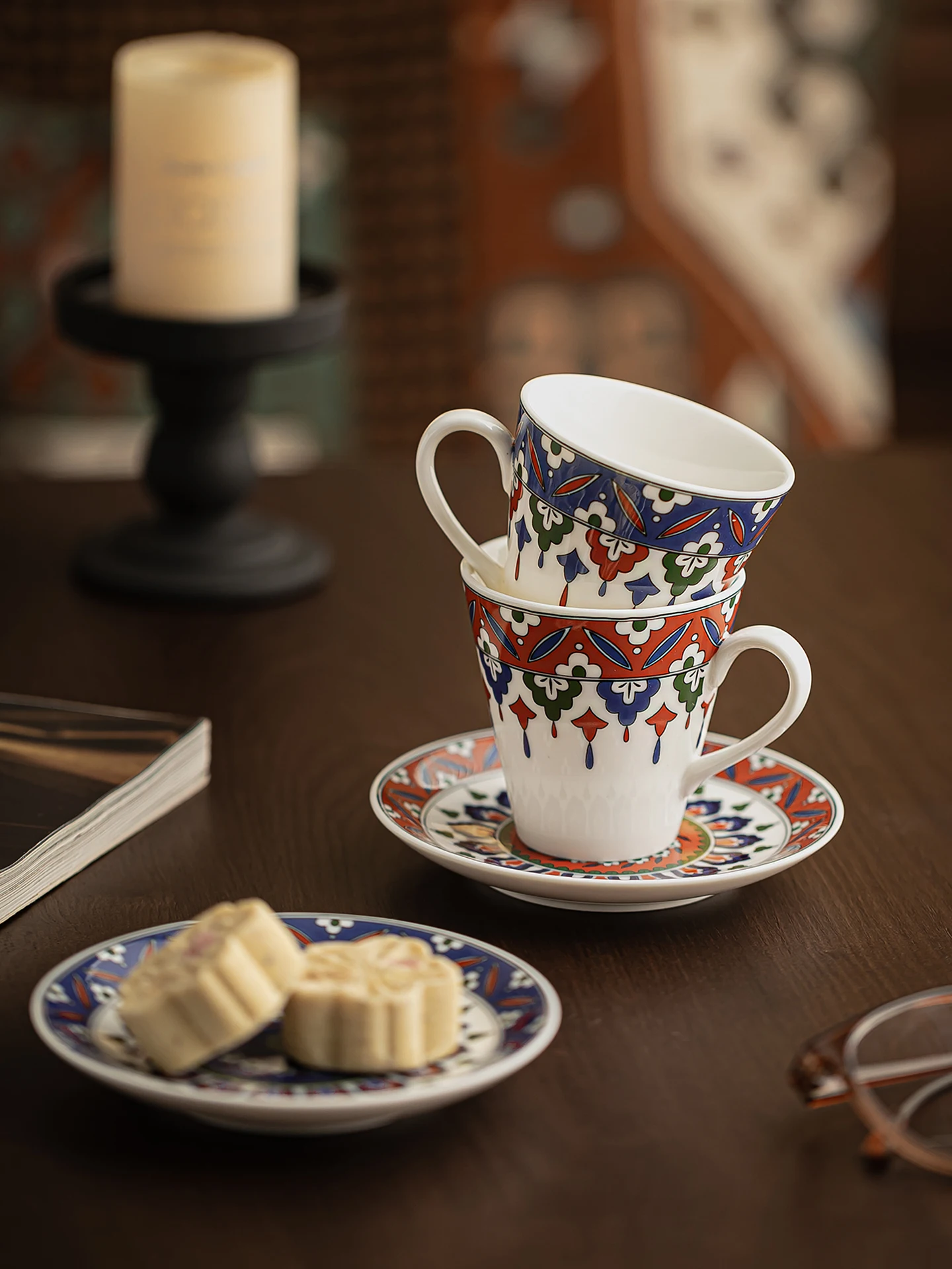 Italian Style Ceramic Coffee Cup And Plate Set Hand-Poured Sand-Brewed Concentrated Espresso 120ml Vintage Aesthetic