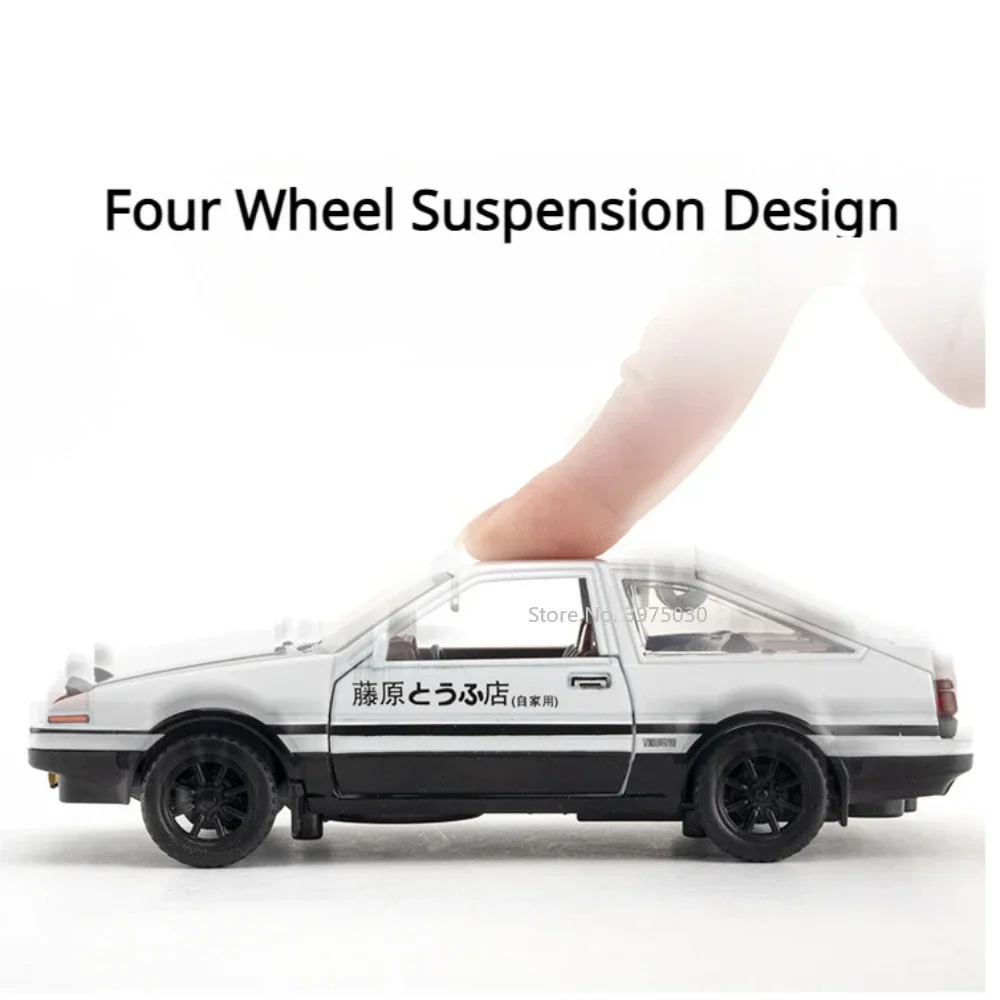 1/30 سيارة رياضية المبتدئة D AE86 سبيكة نموذج الأبواب فتح مركبة دييكاست سيارة معدنية محاكاة التراجع ضوء الصوت لعبة أطفال هدية