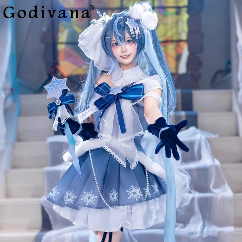 ハロウィンパーティー衣装女性のための冬ロリータコスプレ衣装 Hairwear 小道具スカートセット女の子青色制服スーツ