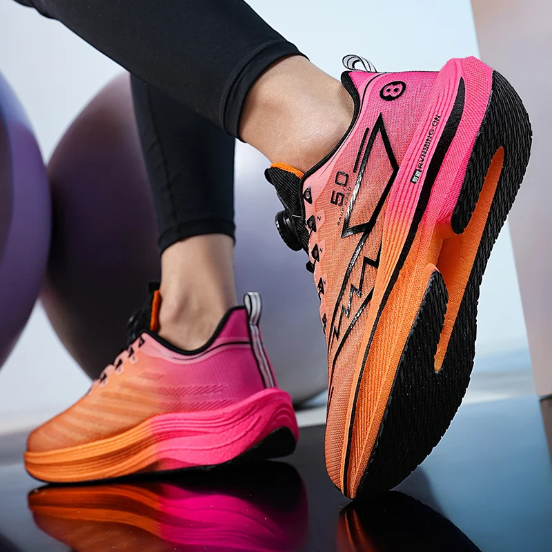 

Мужские кроссовки на толстой подошве, легкая повседневная обувь с вращающейся пряжкой и противоскользящей сеткой, женская мягкая спортивная обувь на шнуровке, мужская