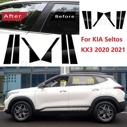 New Arrival 6PCS Window Trim Cover BC Column Sticker Fit For KIA Seltos KX3 2020 2021 Polished Pillar Posts