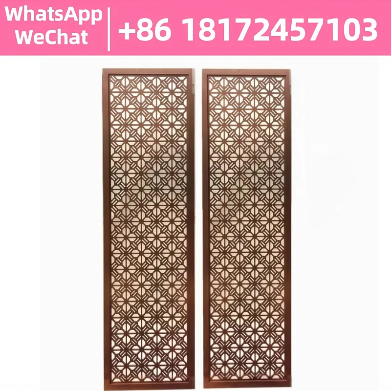 

Factory direct aluminum carving metal screen hollow partition new Chinese rose gold living room entrance modern porch lattice