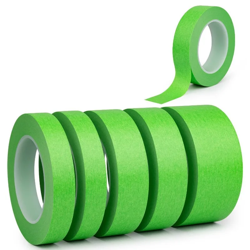 10/50M Green Painters Texture Paper Tape DIY Long Masking Label Stickers Wall Spraying Paint Hand Tear Adhesive Paper Tape