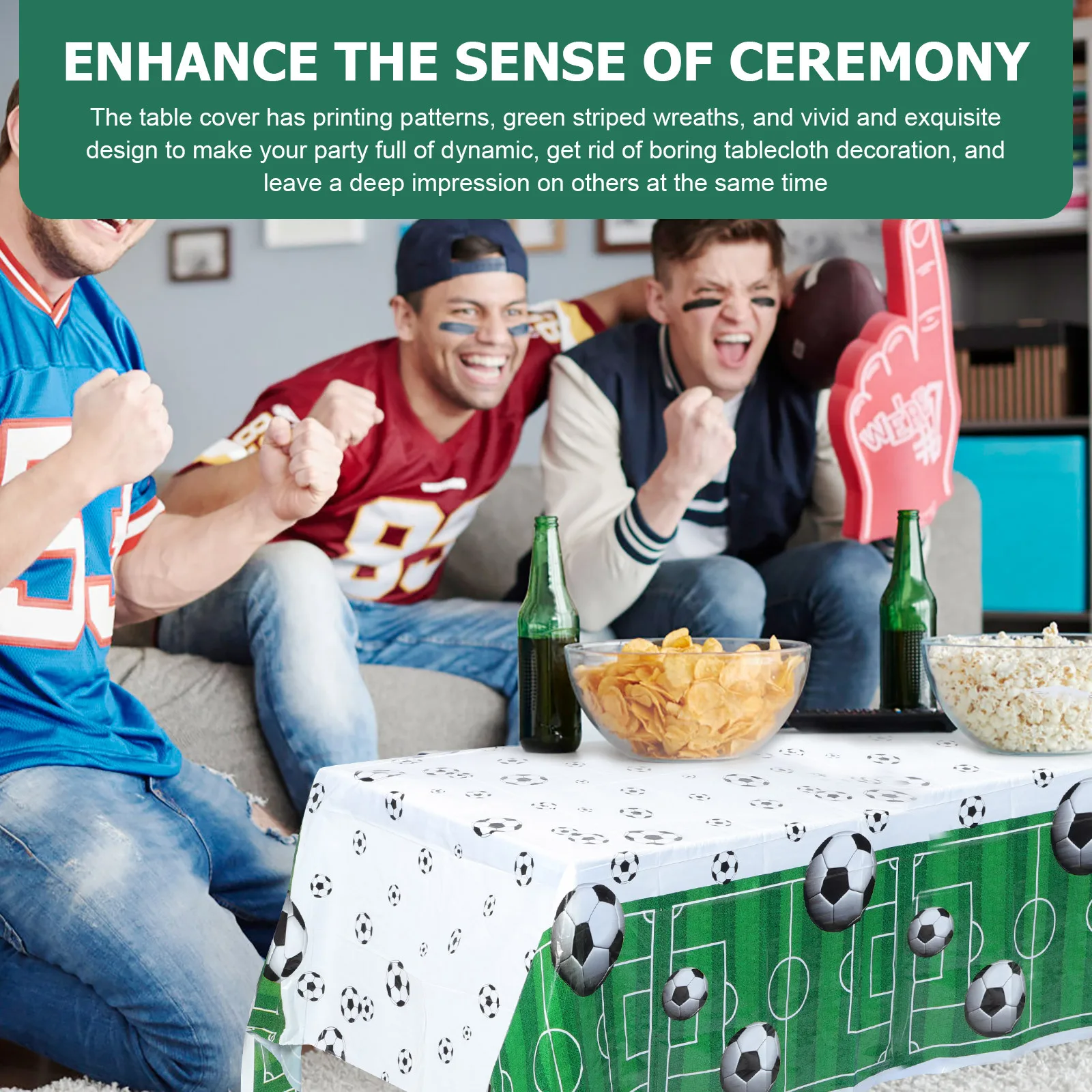 

1pc Football Tablecloth Waterproof Pe Simple Chic Design For Sports Party Picnic Birthday Decorations Rectangle Table Cover