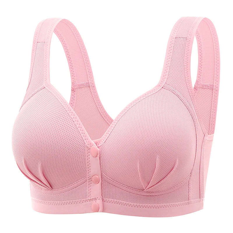 New Plus Size Front Buckle Breastfeeding Underwear Non-steel Rings Push-up Side-closed Thin Cup Button Vest Bra For Mothers