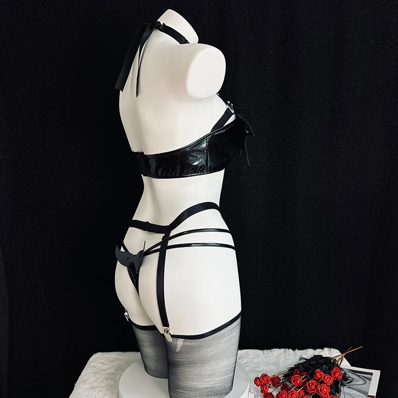 ملابس داخلية مثيرة على شكل نجمة خماسية من SENMHS زي تنكري على شكل خفاش شيطان صغير من جلد البولي يوريثان ملابس بيكيني للفتيات لحفلات الهالوين ملابس مغرية #3