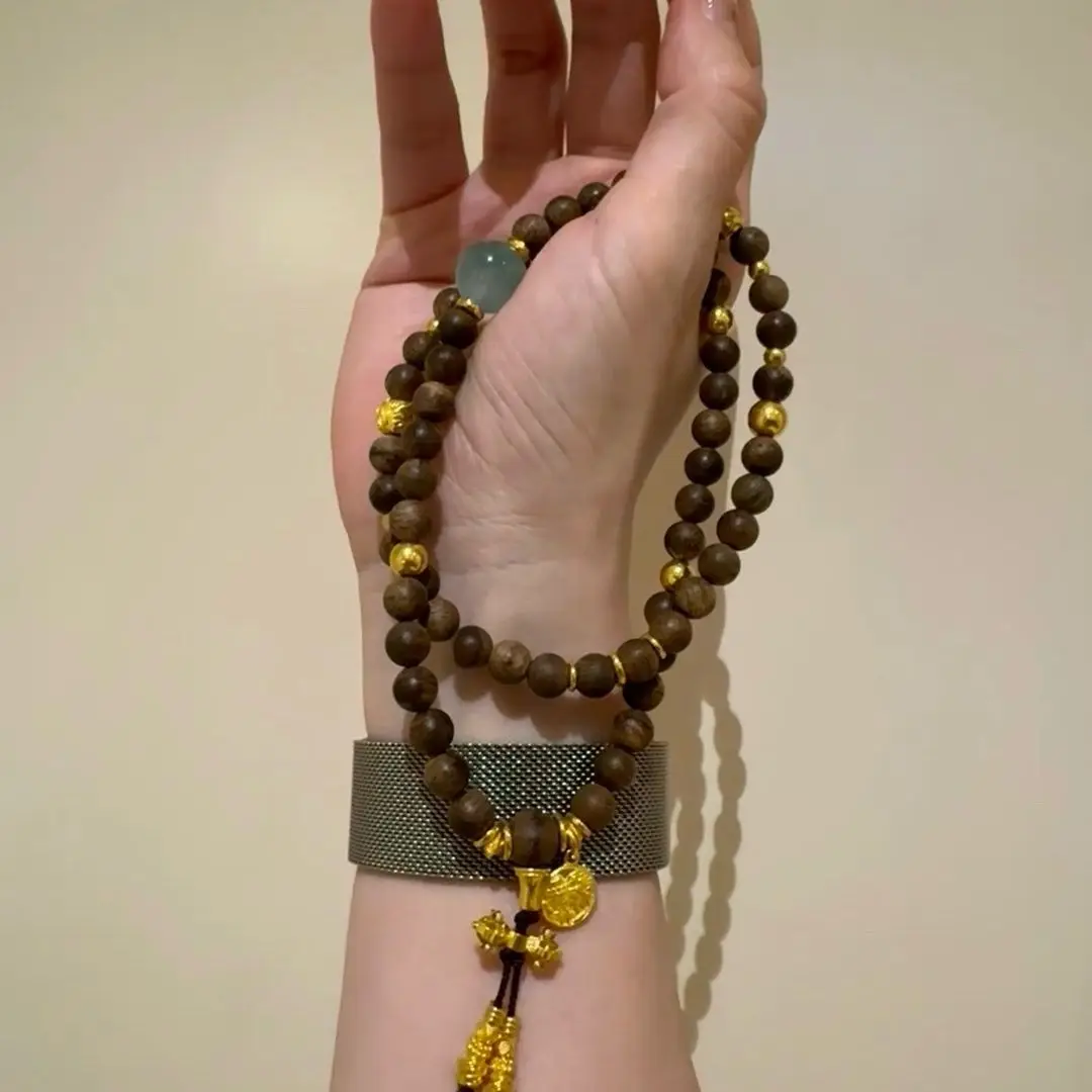 

New Chinese style combination with natural agarwood, multi circle cultural toys, sandalwood, original antique style jewelry