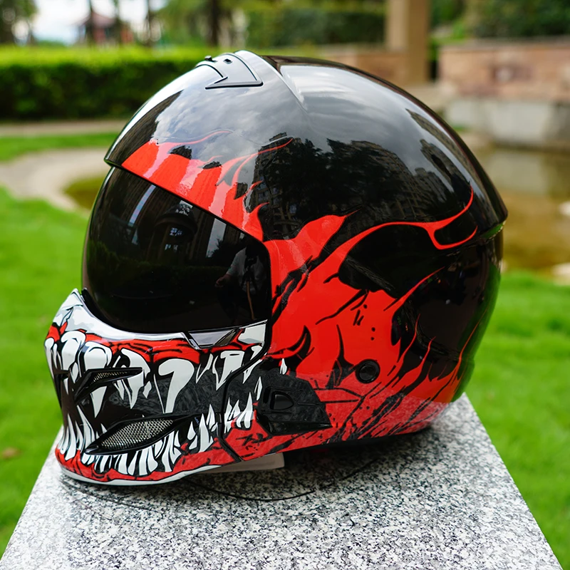 

Retro Motorcycle Helmet, Full-Face Helmet, Electric Motorcycle Helmet, Men's and Women's Safety Helmet, Summer All-Season Scorpion Helmet Combination Half Helmet