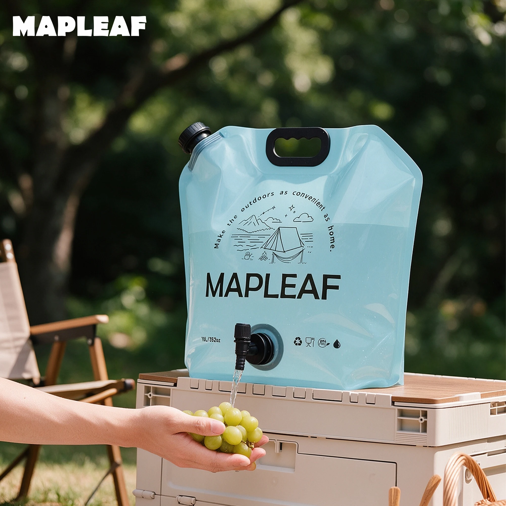 MAPLEAF Collapsible Water Container with Spigot 10L 8L BPA Free Food Grade Foldable Water Jug Camping Emergency RV Travel