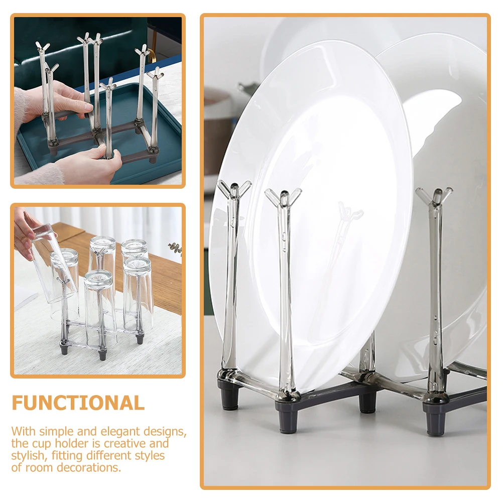 

7pcs Cup Holder Drying Rack Telescopic Water Storage Kitchen Counter Glass Teacup Bottle Space Saving for Bottles