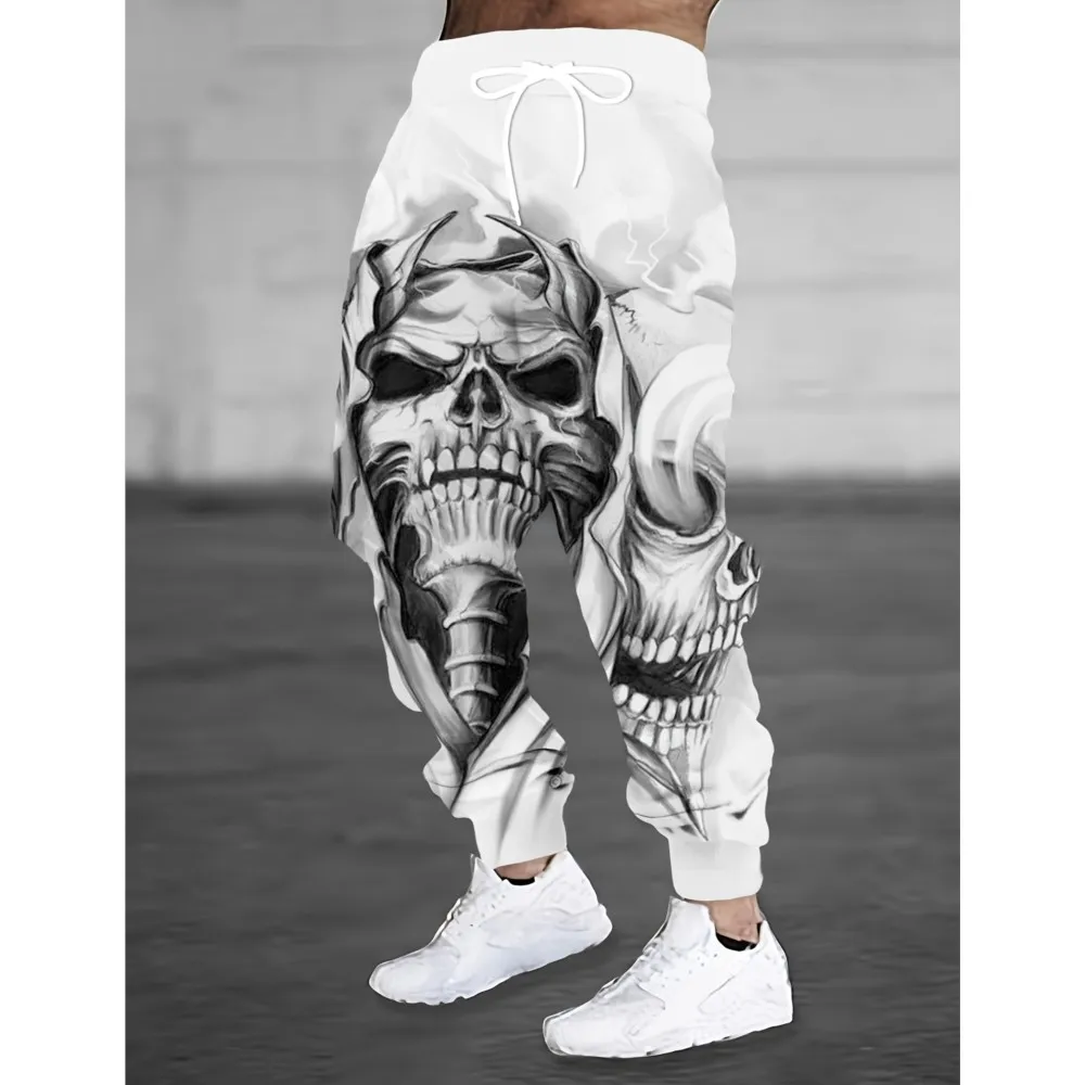 هالوين الرجال 2026 Sweatpants الجمجمة المطبوعة ركض سليم صالح السراويل عارضة صالة السراويل مع جيوب الخريف الشتاء الشارع الشهير #1
