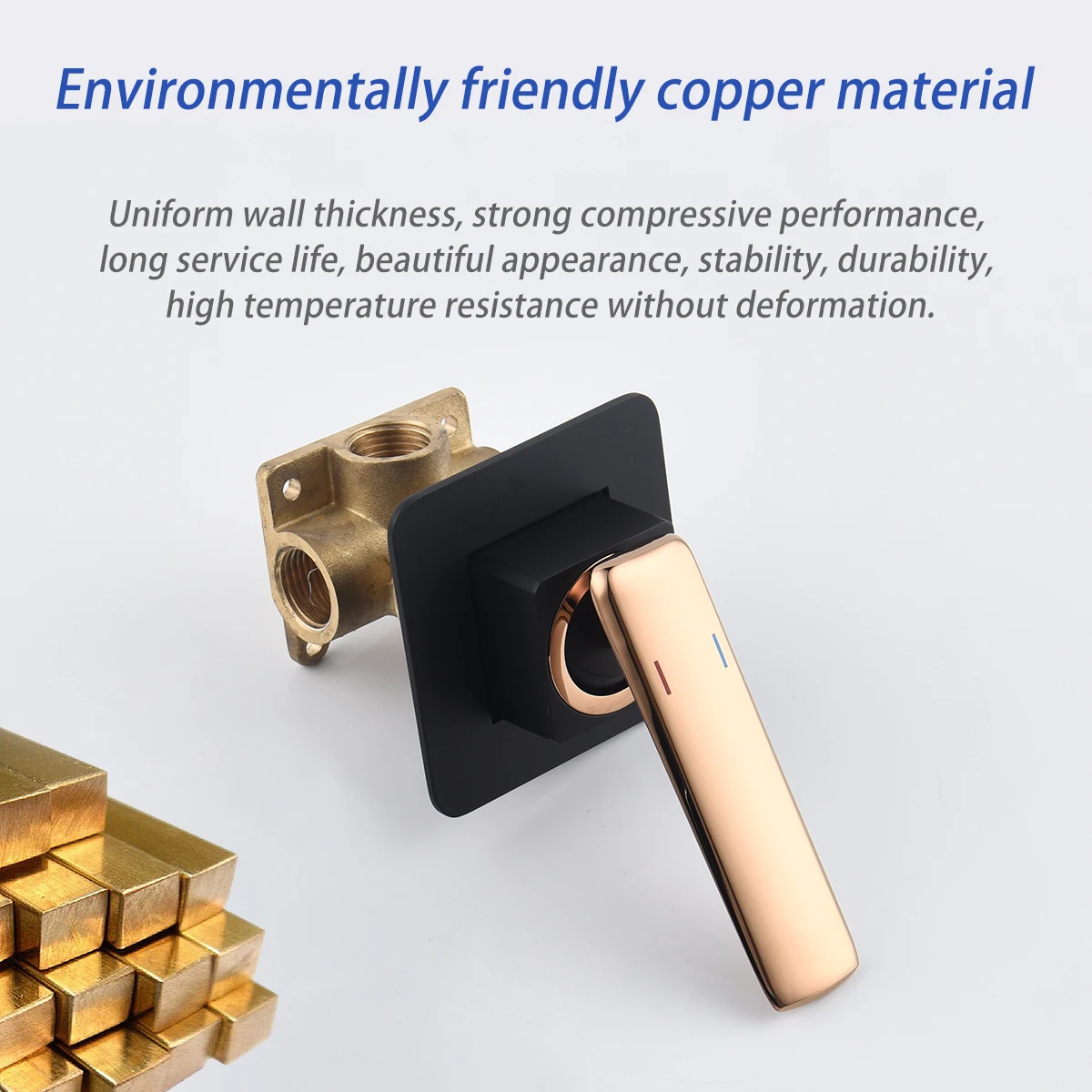 워터 밸브 샤워 믹서 로즈 골드와 블랙.