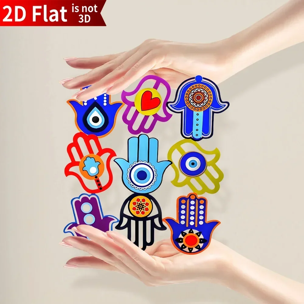 CIFBUY Colorful Hamsa Hand Evil Eye Metal Wall Art 2D Flat Cutout Hanging Sign Boho Indoor Home Decor
