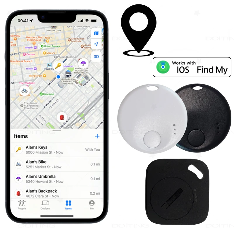 Smart Bluetooth GPS Tracker Works with Find My APP Anti Lose Reminder Device for iOS Tag Replacement Locator MFI Rated