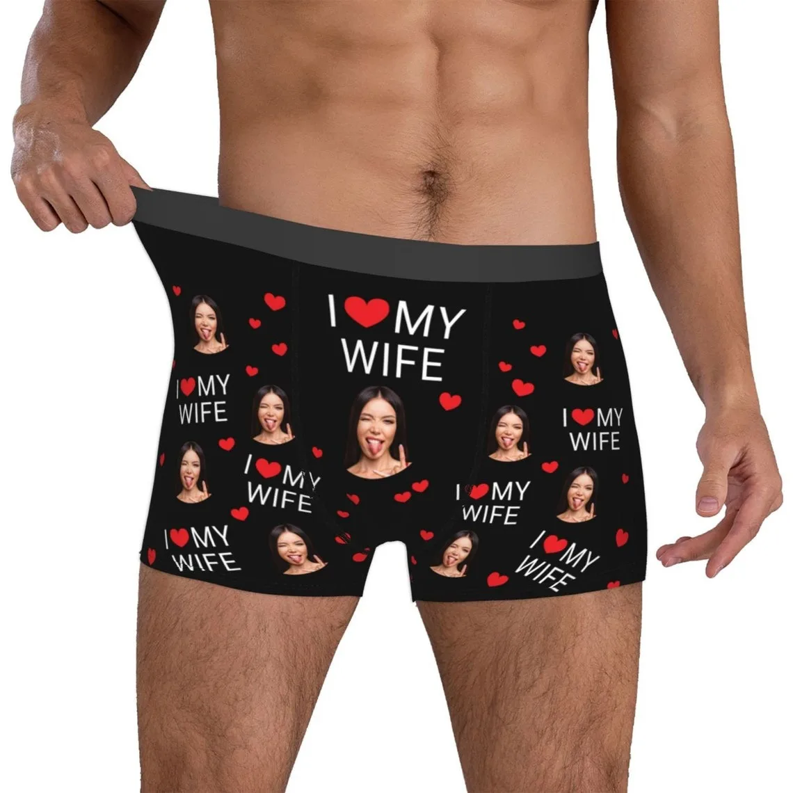 I Love My Wife Boxers Custom Underwear Personalized For Men Boyfriend Husband Boxer Briefs With Face Funny Gift Valentines Day