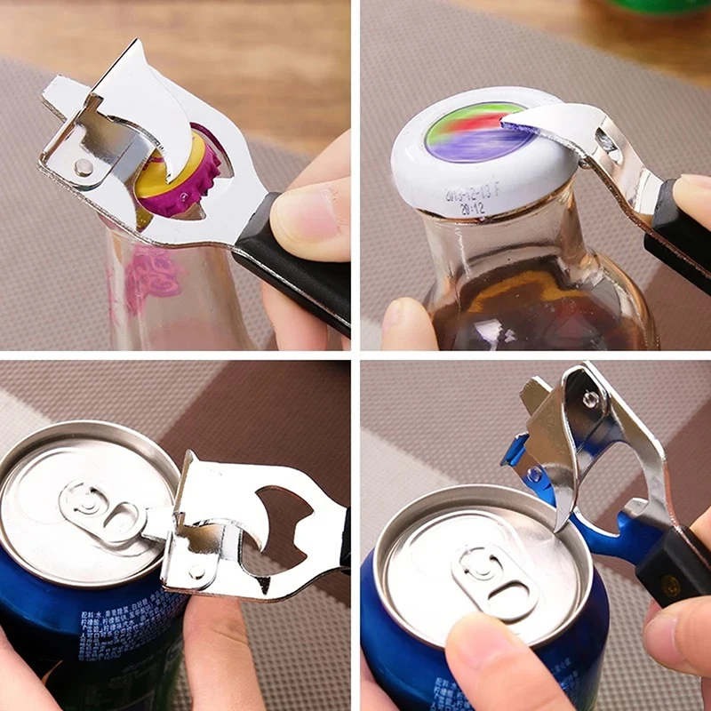 Can Opener Adjustable Stainless Steel Non-Slip Multifunction Manual Jar Bottle Opener Gadget Home Gadgets Accessories