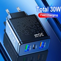 Total 30W USB C Charger Fast Charging Type C PD Phone Charger Adapter For iPhone Samsung Xiaomi QC3.0 3 Ports USB Wall Charger