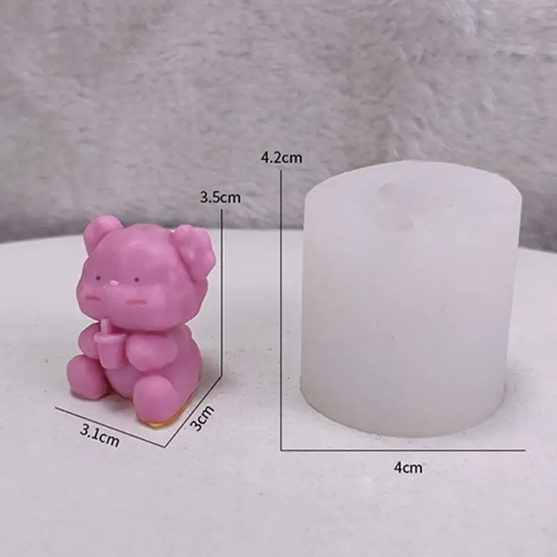 97QD Bear Cake Moulds Making Trays Silicones Texture Making Candy and Soap