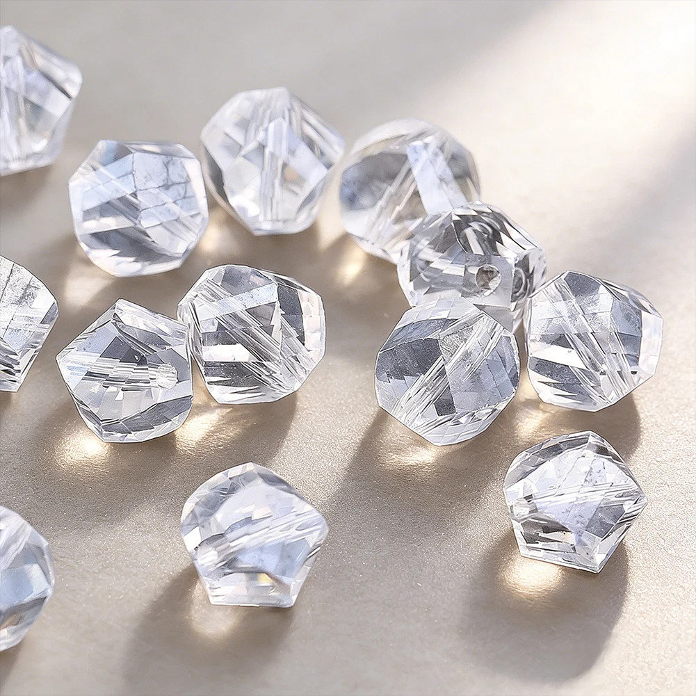 5pcs Transparent Irregular Curved Glass Beads Multi Faceted Cut Single Hole Bead Handmade DIY Bracelet Necklace Accessories
