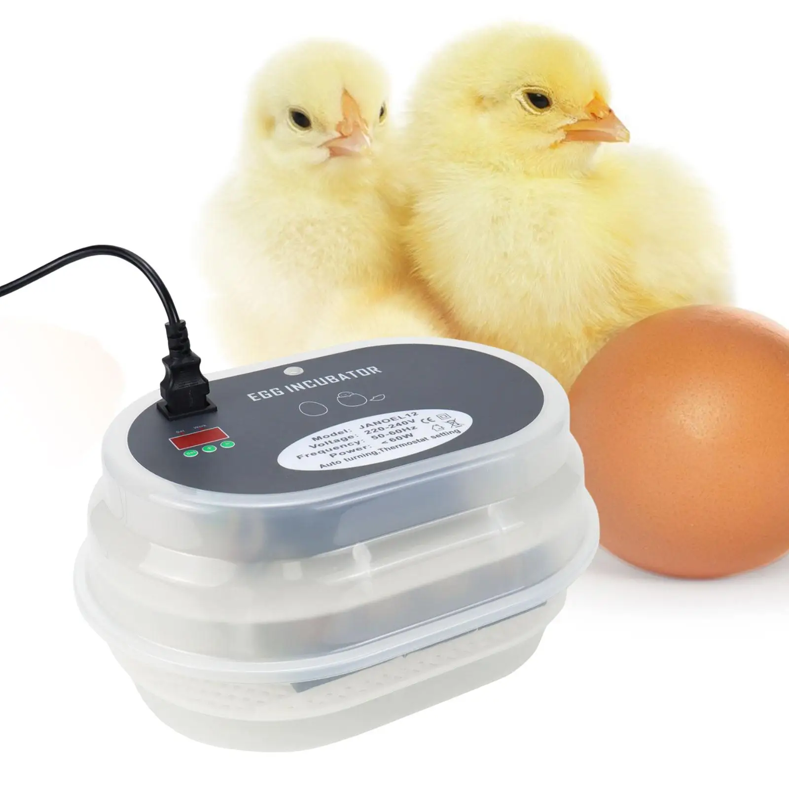 Egg Incubator Household Temperature Control Egg Candler Tester Automatic Egg Turner for Parakeet Goose Chicken Turkey Most Eggs