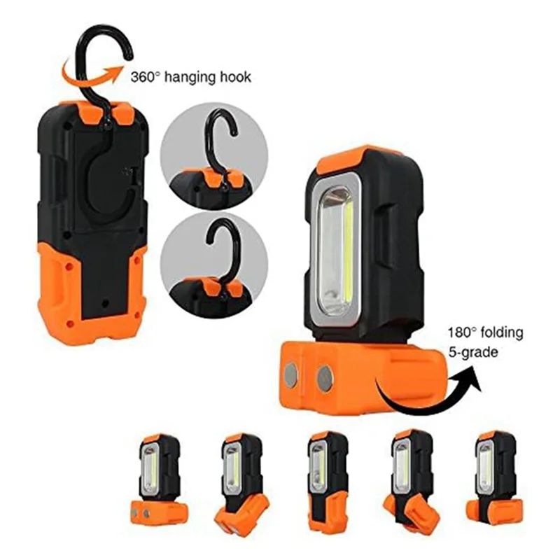 HOT-1 PCS Portable LED Work Light, Hanging Hook & Magnetic Flashlight As Shown ABS+Rubber Pocket Work Lights