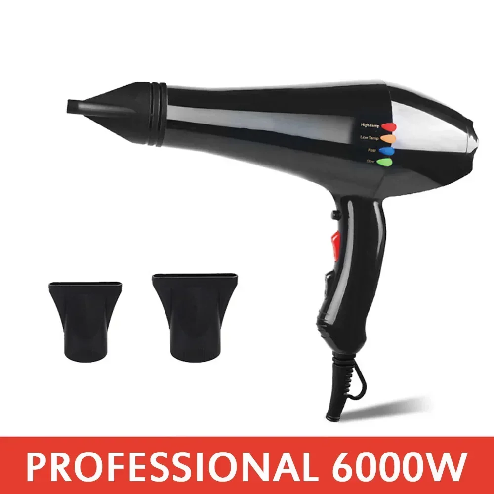 17000RPM Powerful Professional Hair Dryer Blowdryer High Speed Strong Wind 6 Gears Low Noise Blower With 2 Nozzles