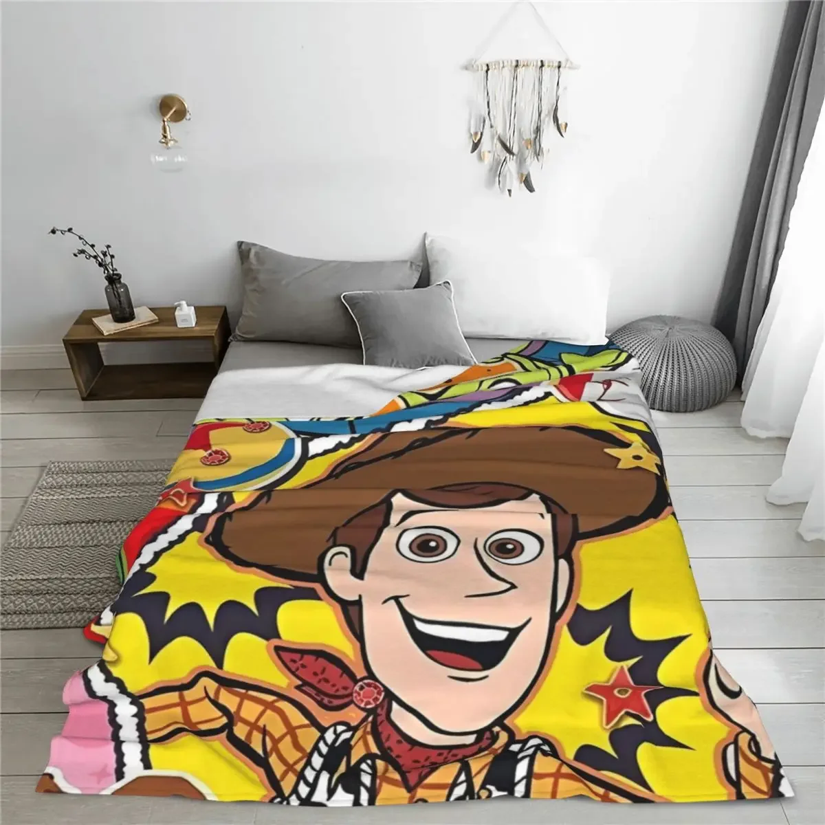 Toy Story Cartoon Cute Fuzzy Blanket Woody Aliens Funny Throw Blankets for Home Bedspread