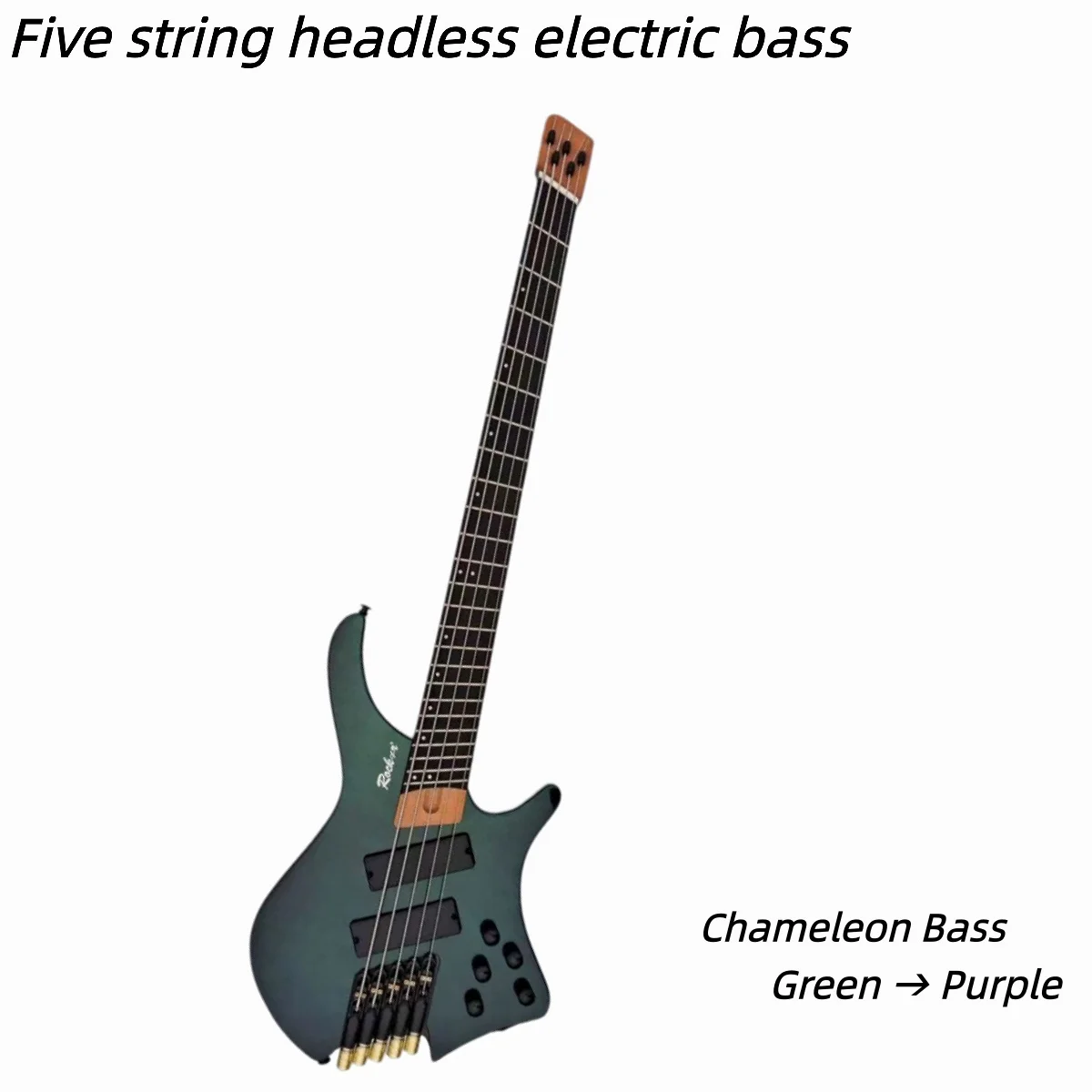 

Бесголовый электрический бас-гитара Chameleon Five String Bass Green Purple Transformation Professional Performance