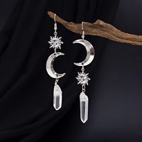 Celestial Halo White Quartz Stone Earrings Sunrise Half Moon Sun Bohemian Tassel Earrings