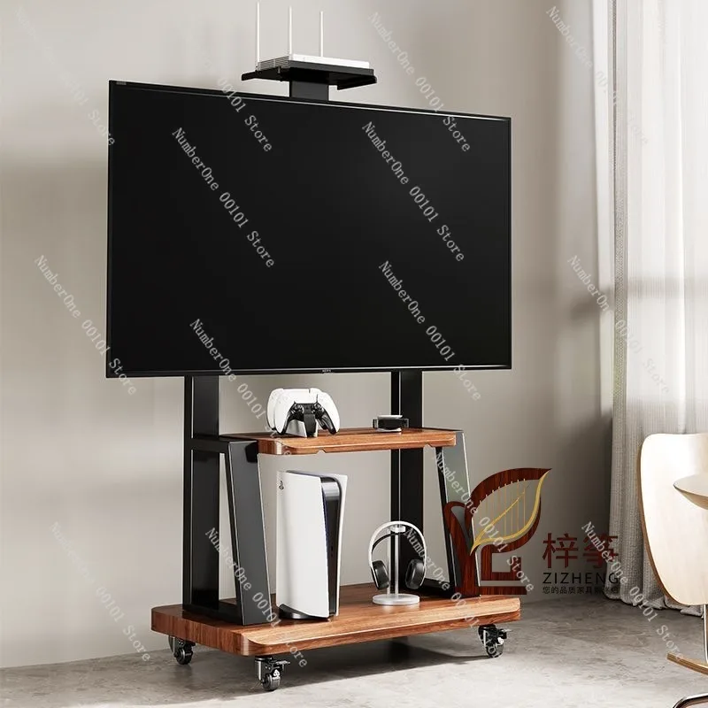 Thick Mobile TV Floor Stand with Wheels,Universal Industrial Stand,No-Drilling Installation,All-in-One Display Floor Support