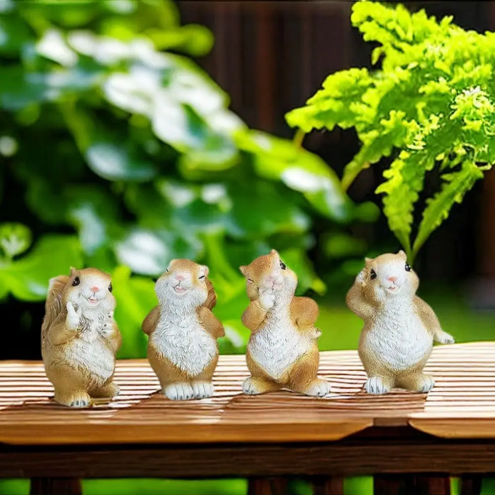 Creative Garden Squirrel Small Ornaments Ornaments Squirrel Resin Garden Micro Landscape Squirrel Garden statue